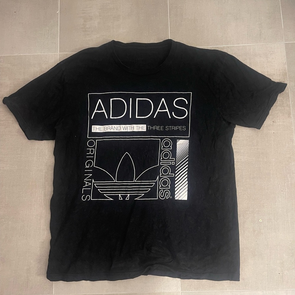 Adidas Black Geometric Graphic Short Sleeve Tee